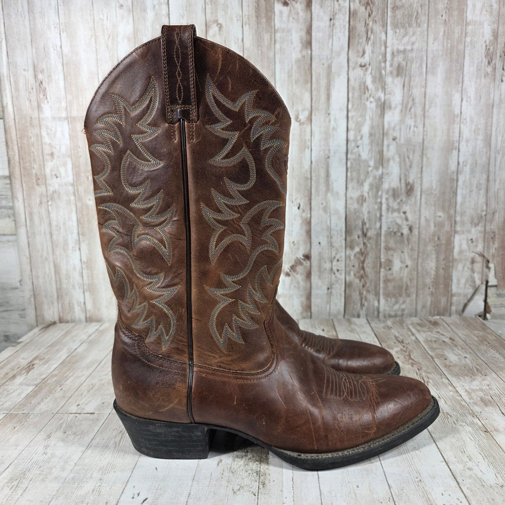Ariat Heritage Western Mens Brown Leather Cowboy Boots 34732 Round Toe Size 13 D - Picture 1 of 8